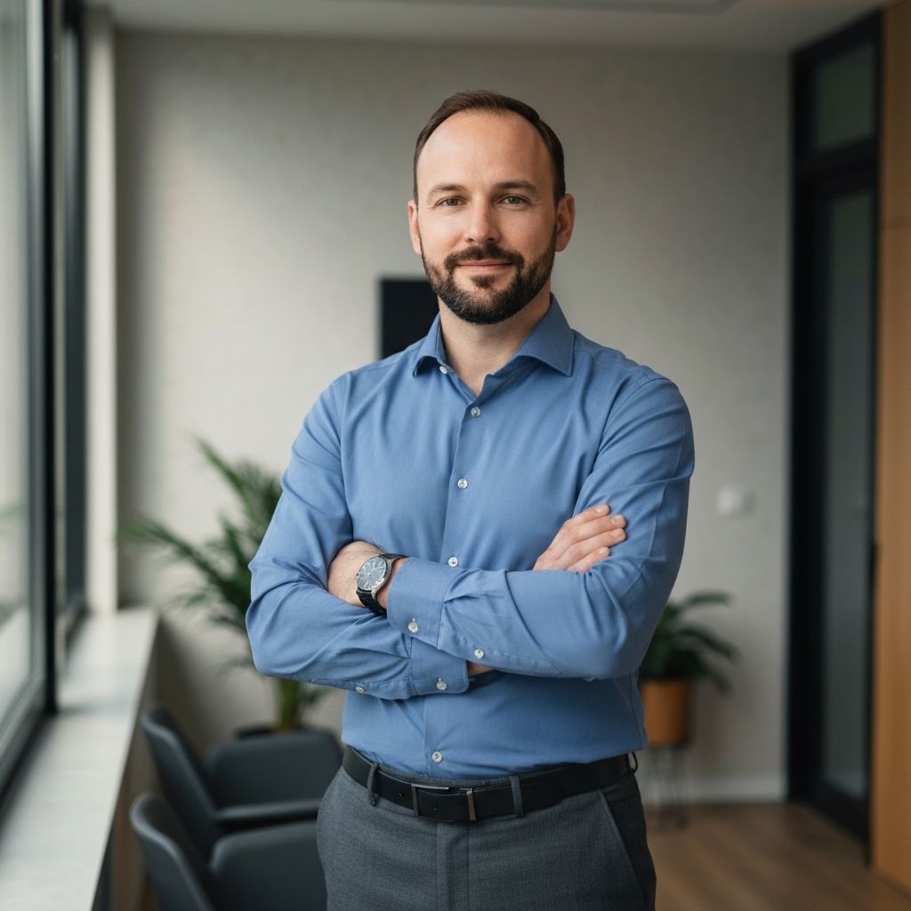 Professional in blue shirt